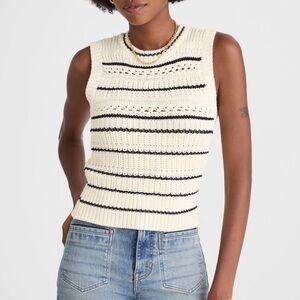 Madewell Striped Sweater Vest 100% Cotton Size S NWT